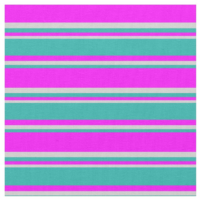 Fuchsia, Light Sea Green und hellgraue Streifen Stoff (Nahaufnahme)
