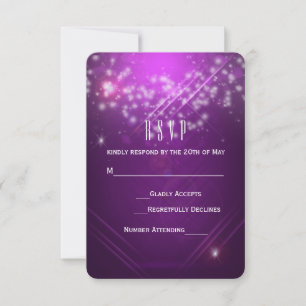 Fuchsia Lila Sparkclub Party RSVP Karte