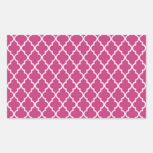 Fuchsia Magenta und weißes marokkanisches Trellis- Rechteckiger Aufkleber