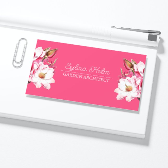 Fuchsia Magenta Vintag Magnolia Botanischer Name Visitenkarte (Von Creator hochgeladen)