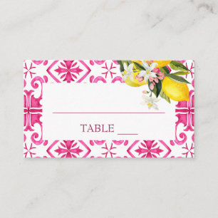 Fuchsia Majolica magenta tiles Brautparty Platzkarte