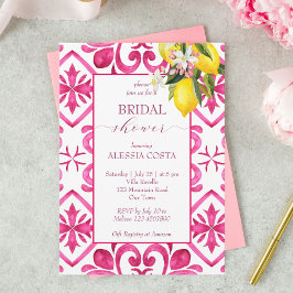 Fuchsia Majolica magenta tiles lemon Brautparty Einladung