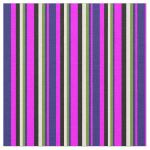 Fuchsia, Midnight Blue, Green, Beige und Black Stoff