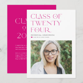 Fuchsia Minimalistisch Class of 2024 Foto Abschlus Ankündigung