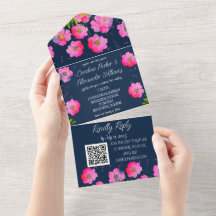 Fuchsia Navy Blue Modern Bold fein elegant floral