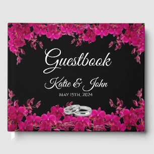 Fuchsia Orchians auf schwarz-schwarz-weißem Grund Gästebuch