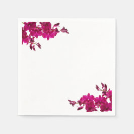 Fuchsia Orchids on White-Wedding- Serviette