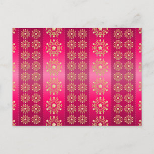 Fuchsia Oriental Mandala Muster Postkarte