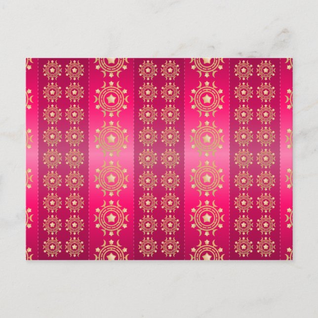 Fuchsia Oriental Mandala Pattern Postkarte (Vorderseite)