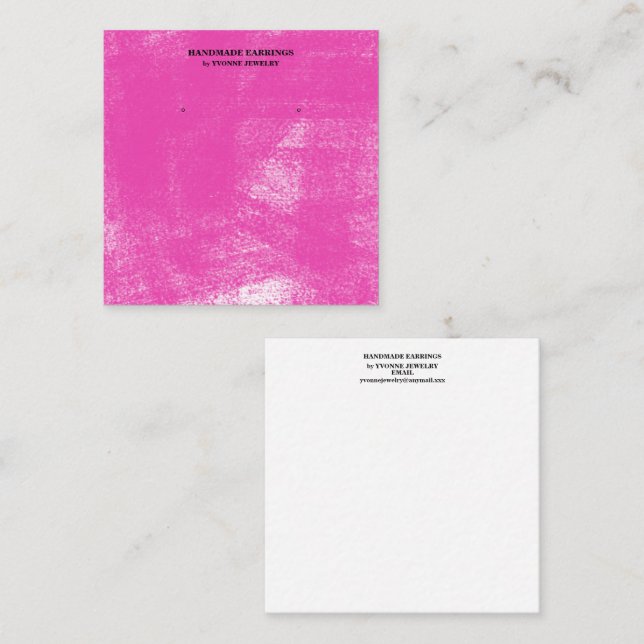 Fuchsia Pastel Earring Display Business Card Quadratische Visitenkarte (Vorne/Hinten)
