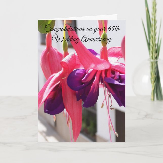 Fuchsia Personalised 65th Wedding Anniversary Karte (Vorderseite)