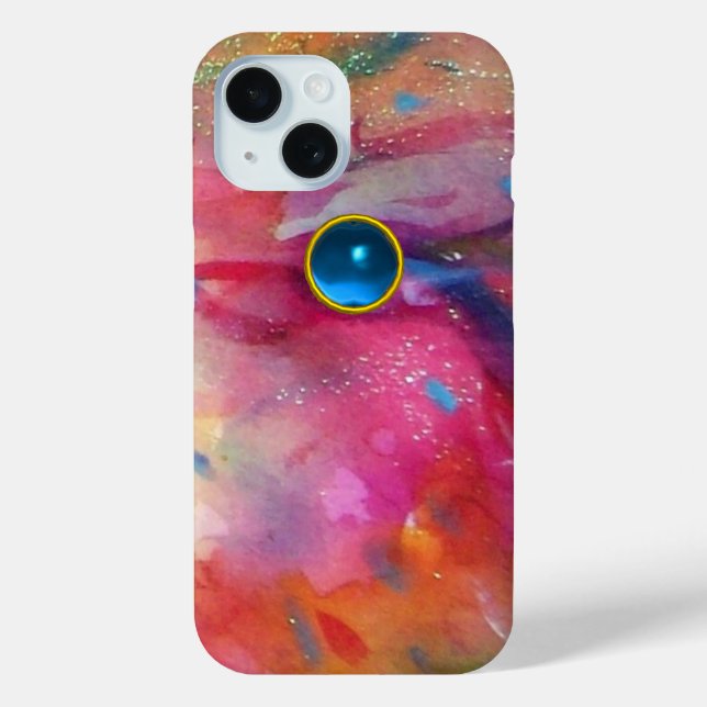 FUCHSIA PINK ABSTRAKT Blue Sapphire Gemstone Case-Mate iPhone Hülle (Rückseite)