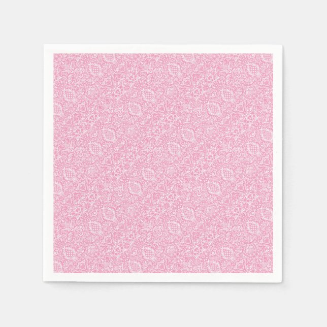 Fuchsia Pink Ananas Viktorianischer Vintager Damas Serviette (Vorderseite)