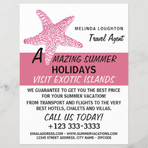 Fuchsia Pink Beach Starfish, Reisewerbung für Agen Flyer