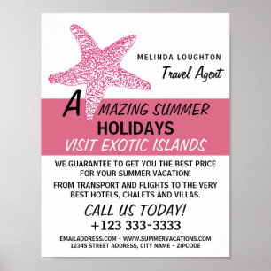 Fuchsia Pink Beach Starfish, Reisewerbung für Agen Poster