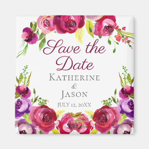 Fuchsia Pink Blumengarten Save the Date Magnet