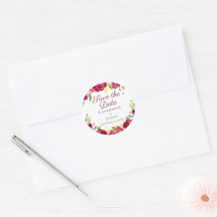 Fuchsia Pink Blumengarten Save the Date Runder Aufkleber