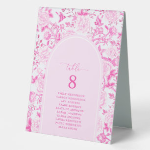 Fuchsia Pink Chinoiserie Menü & Sitznummer Tischaufsteller