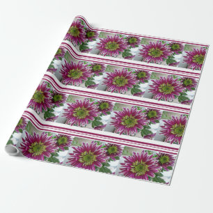Fuchsia Pink Chrysanthemas Collage Wrapping Paper Geschenkpapier