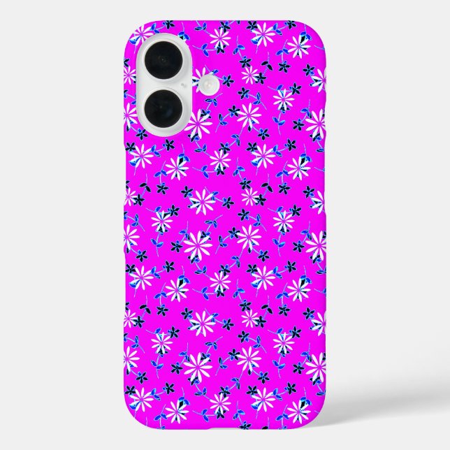 Fuchsia Pink Floral Blume 4Sophia iPhone 16 Hülle (Rückseite)