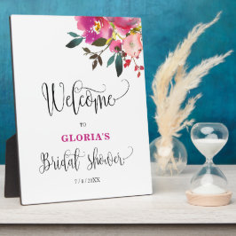 Fuchsia Pink Floral  Bridal Shower Welcome  Fotoplatte