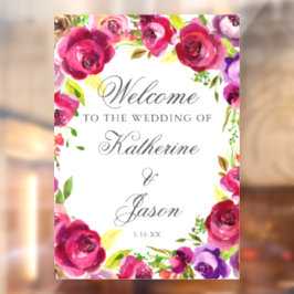 Fuchsia Pink Floral Chic Romantische Hochzeit Will Fensteraufkleber