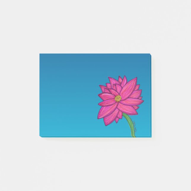 Fuchsia Pink Flower Wide Post-It Notes Klebezettel (Vorderseite)