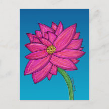 Fuchsia Pink Flower with blue background