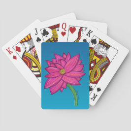 Fuchsia Pink Flower with blue background Tote Spielkarten