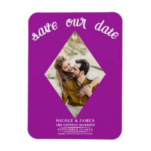 Fuchsia Pink Foto Wedding Save the Date Magnet