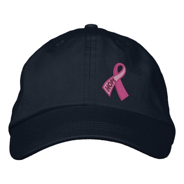 Fuchsia Pink Hope Breast Cancer Ribbon Awareness Bestickte Kappe (Vorderseite)