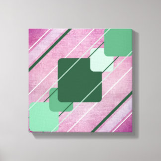 Fuchsia Pink Leinwand Green Geometric Wrapped Canv
