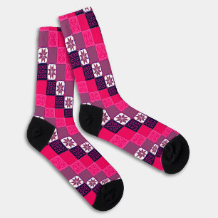 Fuchsia Pink Lila Klassische Europäische Mosaikfli Socken
