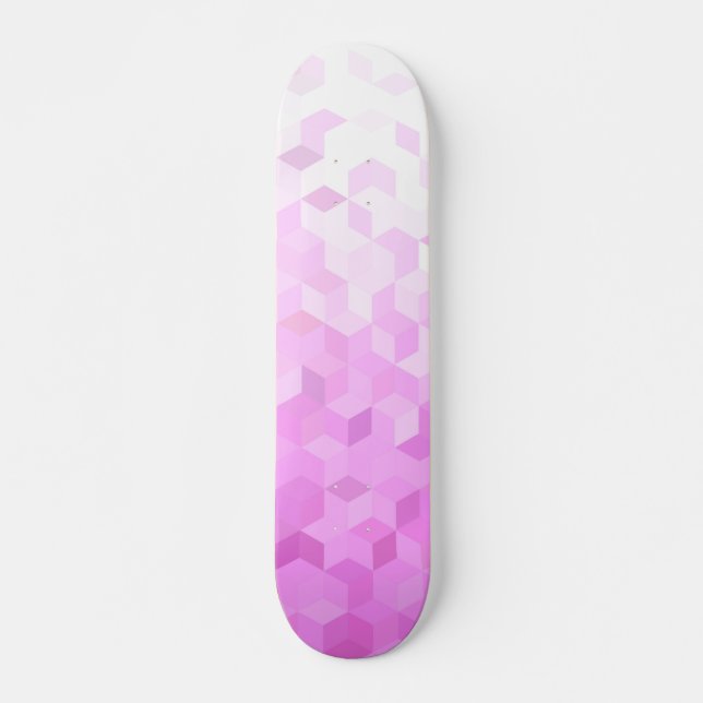 Fuchsia Pink Modern Girly Cube Gradient Skateboard (Vorne)