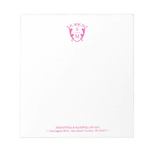 Fuchsia Pink Monogram Personalisierte Notepads Notizblock