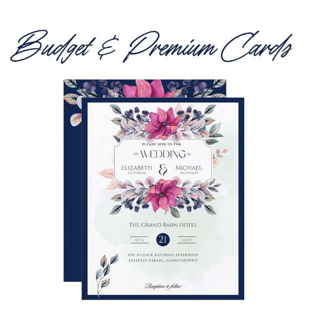 Fuchsia Pink Navy Blue Floral Vinatge Hochzeit (Von Creator hochgeladen)