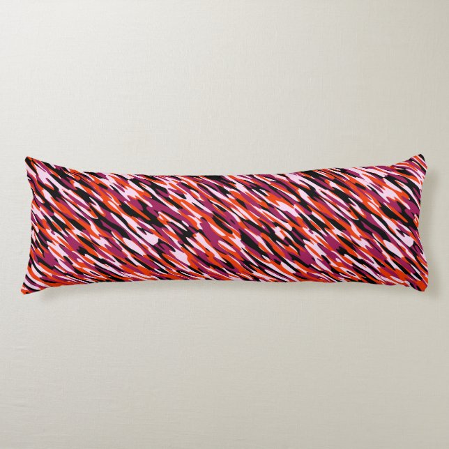 Fuchsia pink, orange, black and white camo  seitenschläferkissen (Vorderseite)