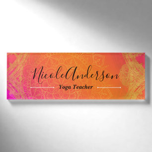 Fuchsia Pink Orange Gold Indian Mandala Wedding Namenschild