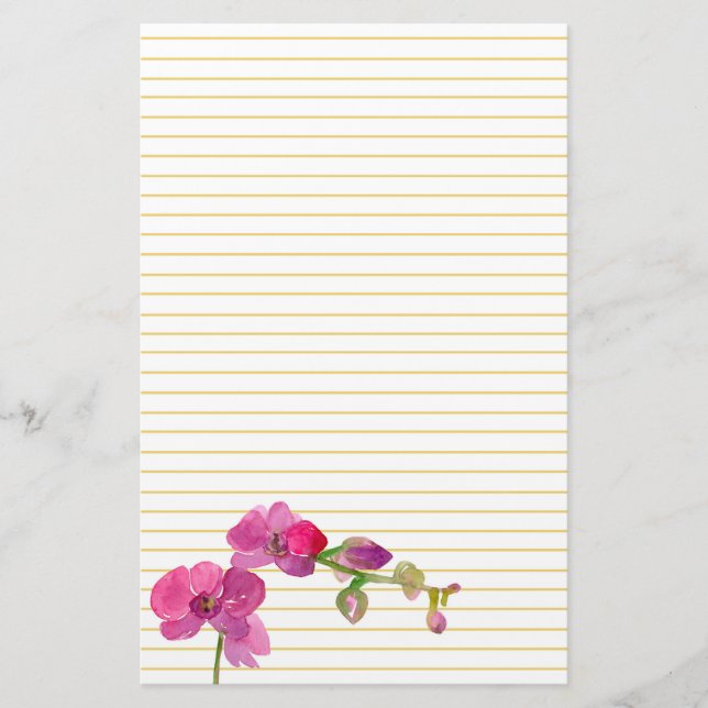 Fuchsia Pink Orchid Blume gelb Briefpapier (Vorderseite)