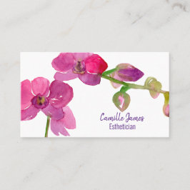 Fuchsia Pink Orchid Watercolor Blume Visitenkarte