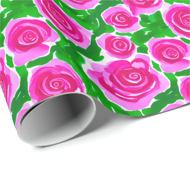 Fuchsia Pink Rose Geschenkpapier (Rolleneckpunkt)