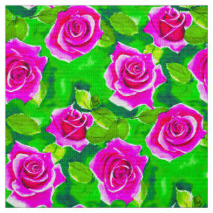 Fuchsia Pink Rose Muster Stoff