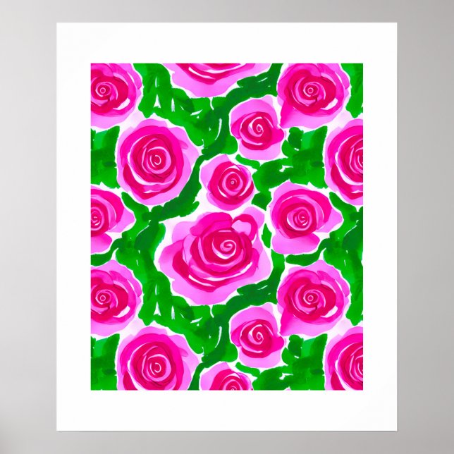 Fuchsia Pink Rose Poster (Vorne)