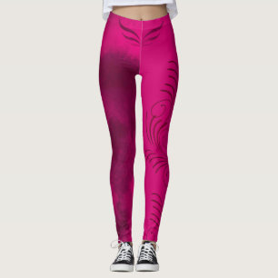 Fuchsia Pink und Blended Black/Pattern/Spiral/Flüg Leggings