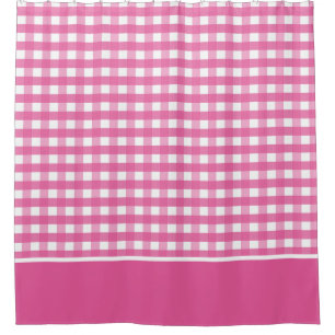 Fuchsia Pink und White Gingham Karo Duschvorhang