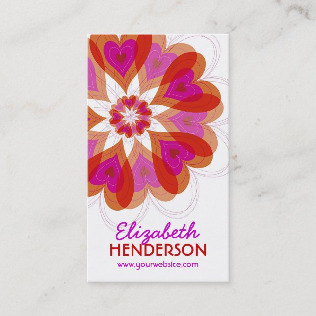 Fuchsia Pink Valentine Blume Liebe Moderne Kunst Visitenkarte (Vorderseite)