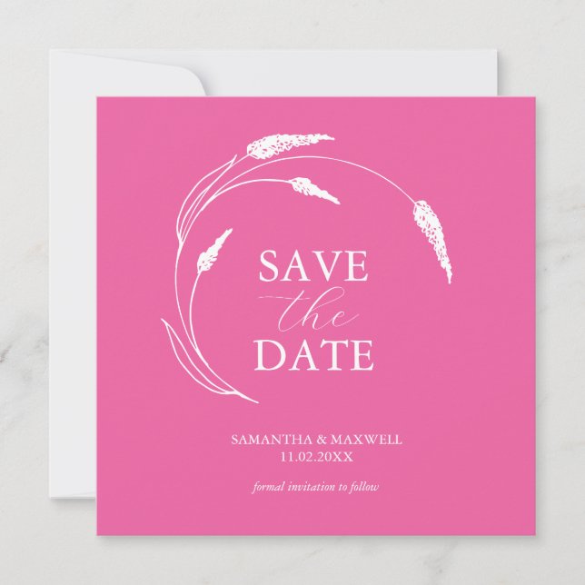 Fuchsia Pink Wedding Save the Date Vorlagen (Vorderseite)