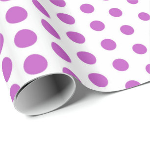Fuchsia Polka Dot Modern White Geschenkpapier