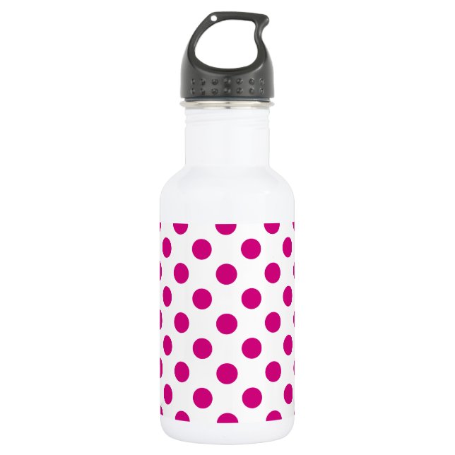 Fuchsia polka dots edelstahlflasche (Vorderseite)