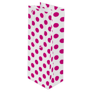 Fuchsia polka dots geschenktüte für weinflaschen